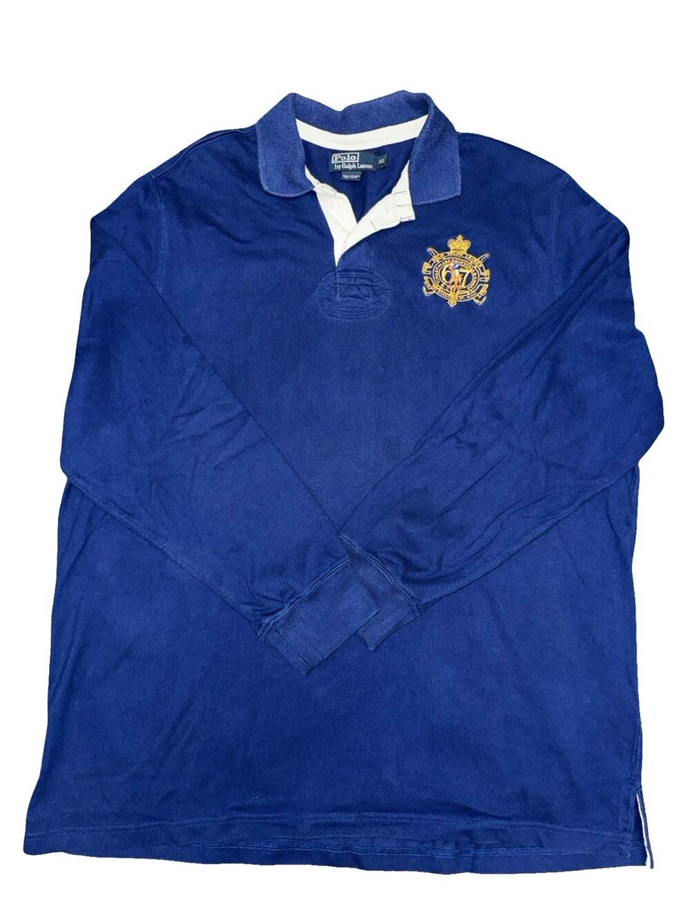 Polo Ralph Lauren Blue Label Vintage Rugby Shirt, Crest, Royal Blue, Sz XL